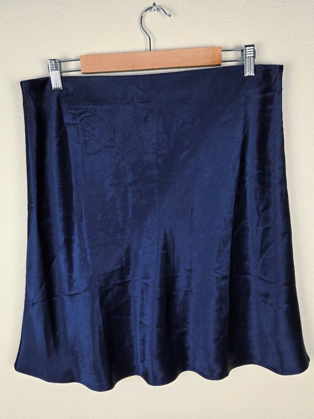Babaton Aritzia Satin Mini Skirt Size 16 Navy Blue Sheen Party Elastic Waist